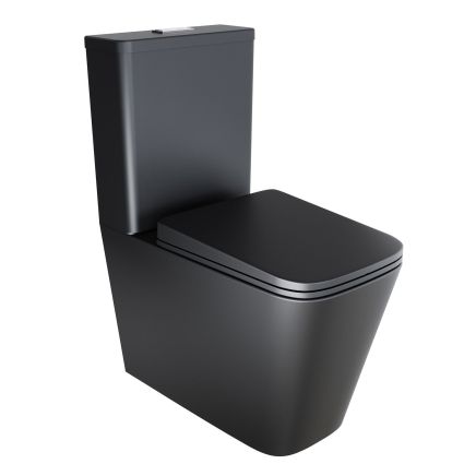 Esk Matt Black Close Coupled Toilet with Soft Close Seat