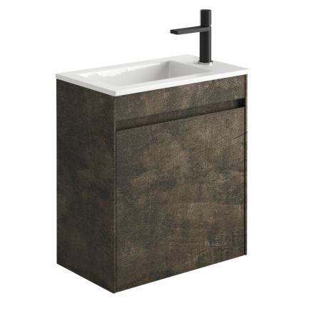 Odion Metallic Wall Hung Cloakroom Vanity Unit with Resin Basin 545mm