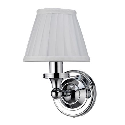 Burlington Round Light with Chrome Base & White Fine Pleated Shade