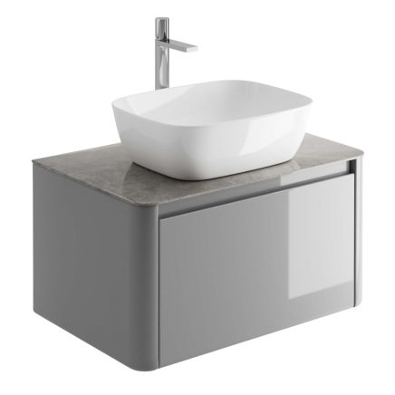 Callerton Light Grey Wall Hung Vanity Unit with Grey Marble Worktop 750mm