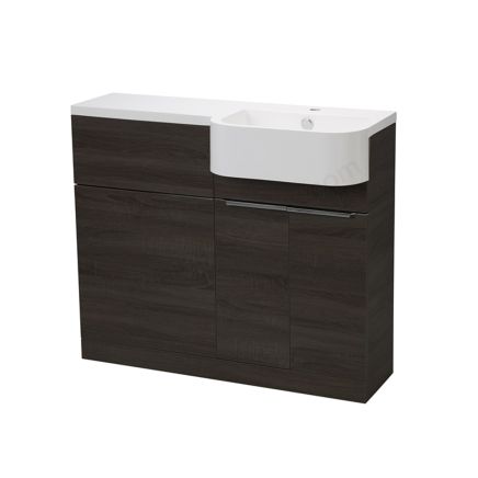 Tavistock Match Tundra Wood Right Hand Combination Vanity Basin & WC Unit 1000mm