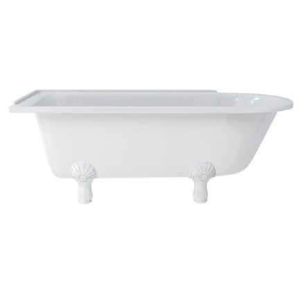 Burlington Hampton Left Handed Showering Bath with White Luxury Classic Feet 1700mm
