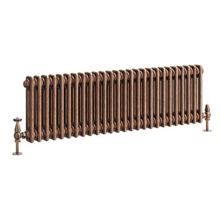 Clement Antique Copper Double Horizontal Column Radiator - 300x1190mm