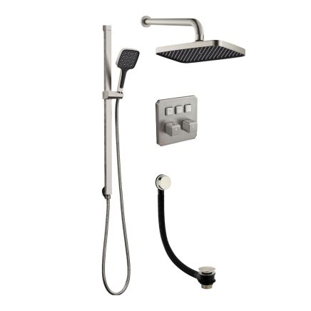 Flint Triple Outlet Concealed Valve Shower Pack - Brushed Nickel