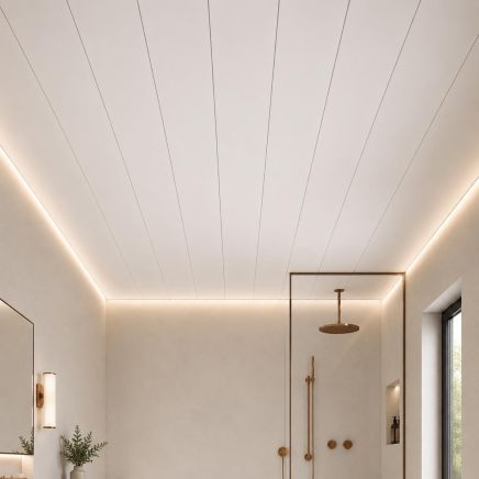 Pristina Matt White Waterproof PVC Ceiling Panel 2700x250mm (Pack of 4)