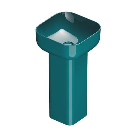 Verity Square Basin & Full Pedestal in Menta Gloss