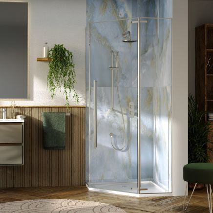Penta Brushed Nickel Hinged Shower Enclosure 900x900mm