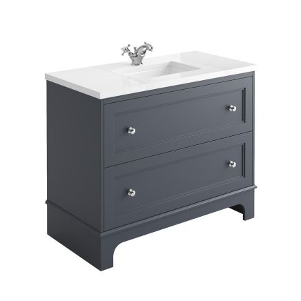 Ferris 1000mm Vanity Unit in Midnight Grey with Quartz Worktop & Ceramic Basin