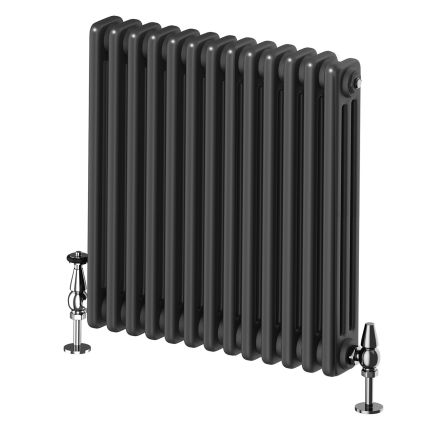 Upton Matt Black Triple Horizontal Column Radiator - 600x605mm
