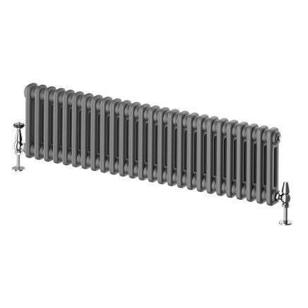 Upton Grey Double Horizontal Column Radiator - 300x1190mm