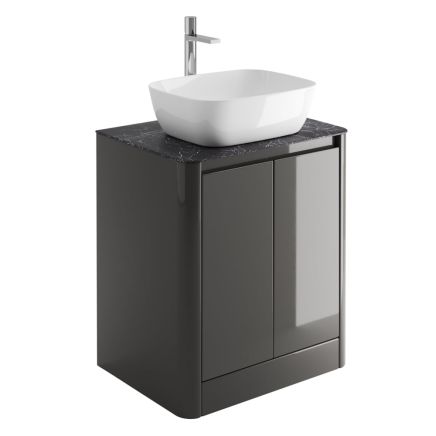 Callerton Titanium Grey Floor Standing Vanity Unit with Italian Slate Worktop 650mm