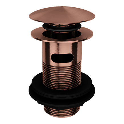 Brushed Bronze Push Button Basin Waste - Slotted