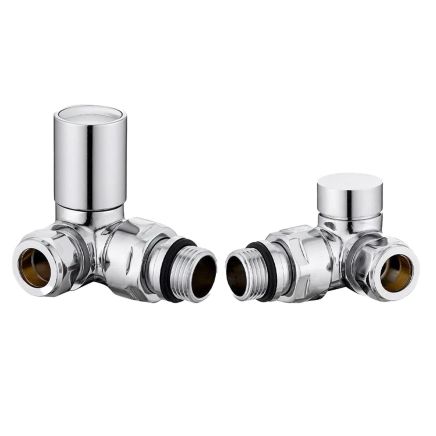 Round Chrome Corner Pair of Radiator Valves