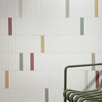 Prism Ribbed White Matt Ceramic Brick Tile 200x50mm