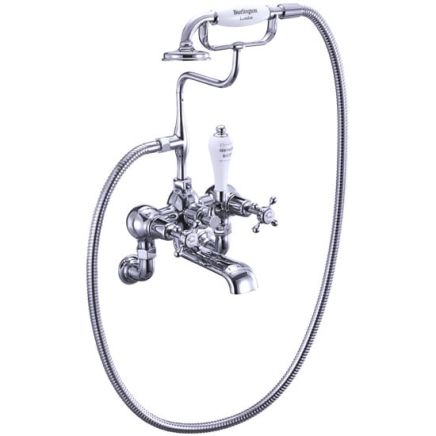 Burlington Claremont Chrome Wall Mounted Bath Shower Mixer Tap with S Adjuster