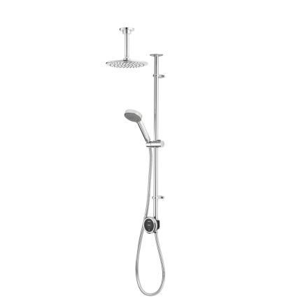 Aqualisa Quartz Touch Exposed Smart Shower With Adjustable Head and Fixed Ceiling Head - Hp/Combi