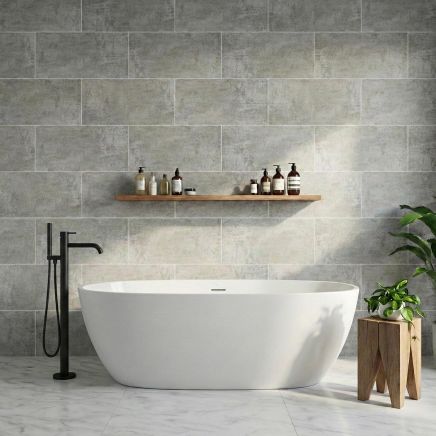 Atlantis Light Grey Stone Tile Waterproof PVC Shower Wall Panel 2400x600mm (Pack of 2)