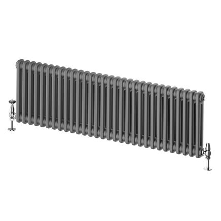Upton Grey Double Horizontal Column Radiator - 400x1370mm