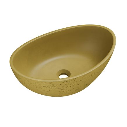 Brava Mustard Travertine Texture Concrete Ark Countertop Basin 550x350mm