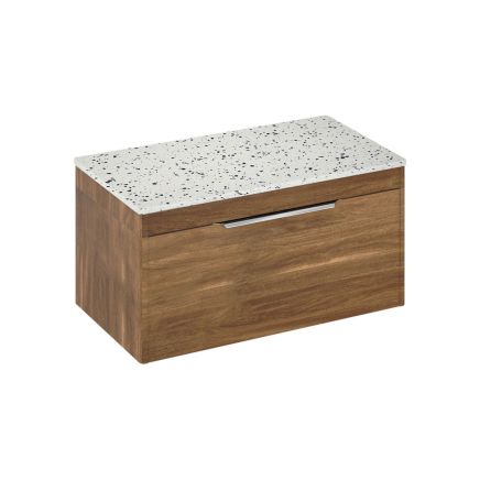 Britton Shoreditch Caramel Single Drawer Wall Hung Vanity Unit with Ice Blue Worktop 850mm