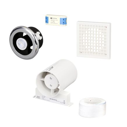 Euston Chrome Ceiling Extractor Fan Kit with LED Light