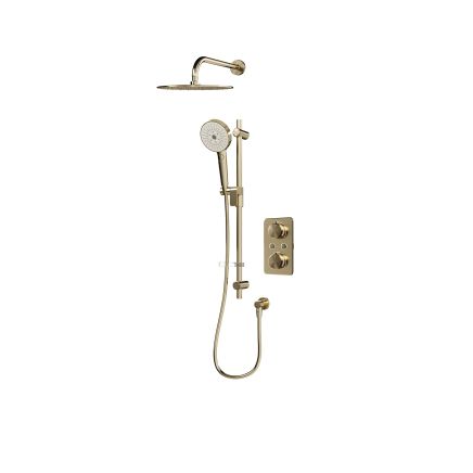 Aqualisa S1 Brushed Gold Smart Digital Shower Dual Outlet (Slide Rail Kit with Fixed Wall Head) HP/Combi