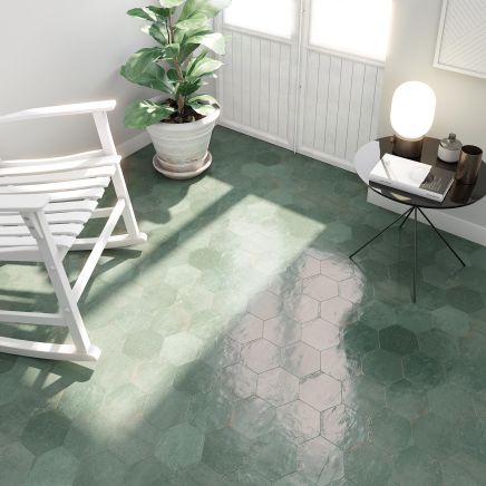 Bergamo Green Porcelain Hexagon Tile - 150x130mm