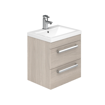 Nante Light Elm Wall Hung Vanity Unit with Ceramic Basin 600mm