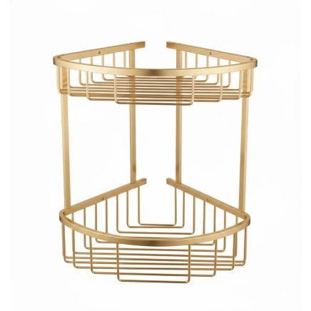 Brushed Gold Double Corner Shower Basket