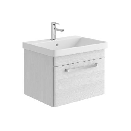 Esk White Wall Hung Vanity Unit and Basin with Chrome Handles 600mm