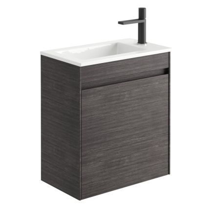 Odion Leached Oak Wall Hung Cloakroom Vanity Unit with Resin Basin 545mm