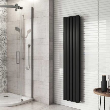 Perth Matt Black Double Vertical Flat Panel Radiator 1600x340mm