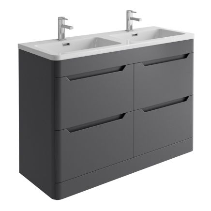 Ellis Charcoal Floor Standing Vanity Unit with Ceramic Basin 1200mm