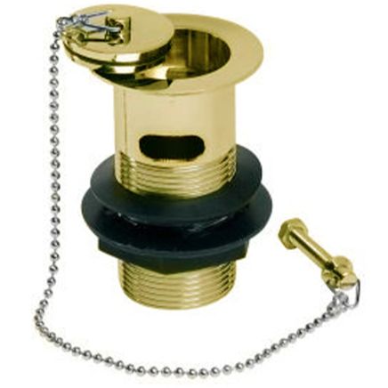 English Gold Slotted Basin Plug and Link Chain Waste