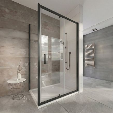 Fabio Matt Black Shower Side Panel