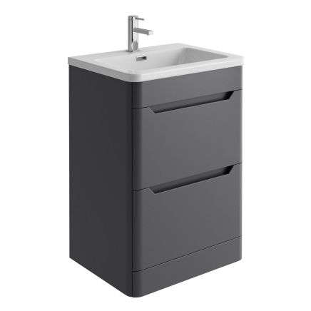 Ellis Charcoal Floor Standing Vanity Unit with Ceramic Basin 600mm