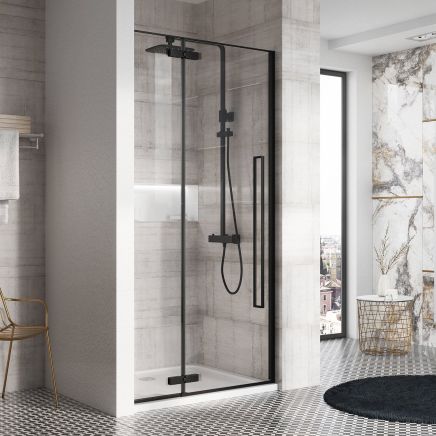 Taylor Black Hinged Shower Door 800mm