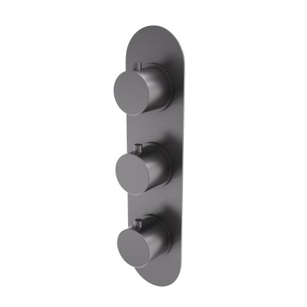 Elora Gunmetal Round Concealed Thermostatic Shower Valve With Dual Outlet