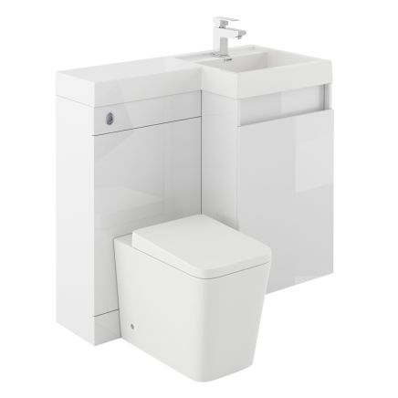 Summers Gloss White Right Hand Combination Vanity Basin and WC Unit 900mm