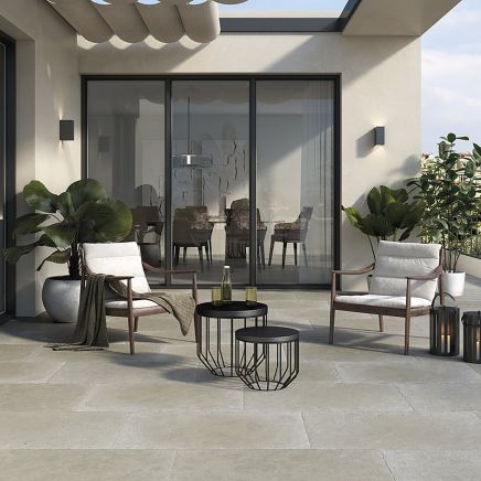 Toro Grey Stone Effect Matt Porcelain Outdoor Tile - 605x905mm