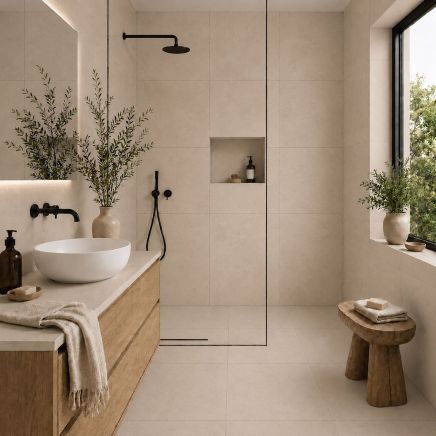 Zenia Taupe Concrete Porcelain Tile 598x598mm