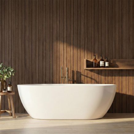 Nuova Natural Walnut Woodgrain Tongue & Groove Waterproof Shower Wall Panel 1180mm