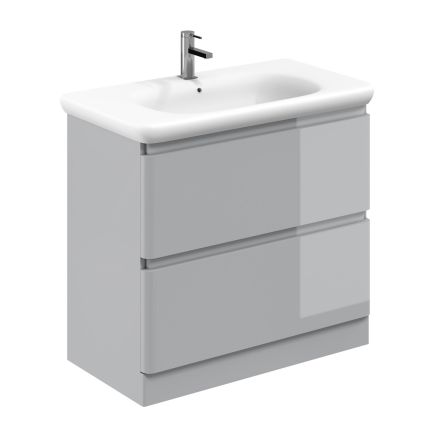 Neon Gloss Light Grey Floor Standing Vanity Unit with Lynx Resin Basin 900mm