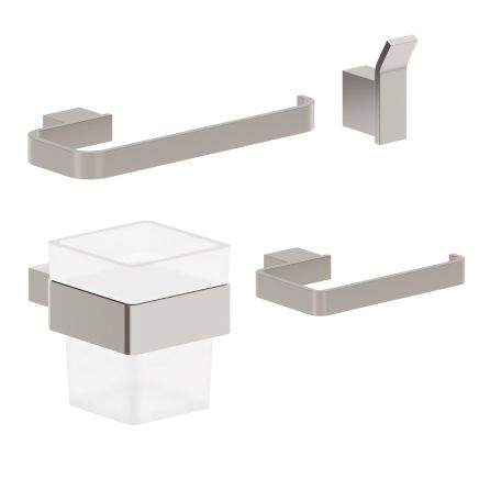 Elora Brushed Nickel 4-Piece Bathroom Accessory Set