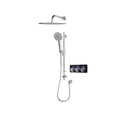 Aqualisa S3 Chrome Smart Digital Shower Dual Outlet (Slide Rail Kit with Fixed Wall Head) HP/Combi