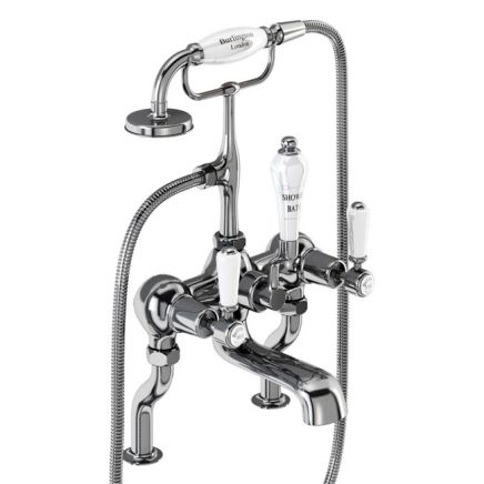 Burlington Kensington Chrome Deck Mounted Bath Shower Mixer Tap with S Adjuster