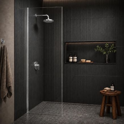 Royle Chrome Wetroom Glass Screen End Panel 680mm