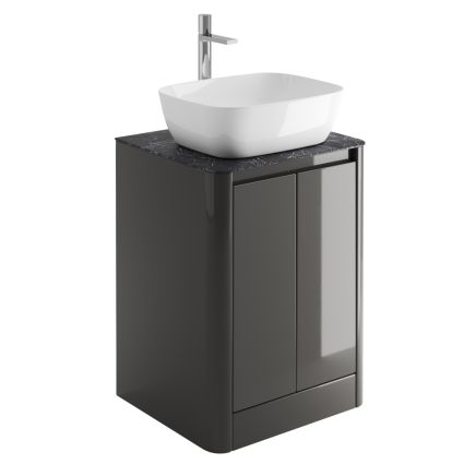 Callerton 550mm Floor Standing Vanity Unit in Titanium Grey with Italian Slate Worktop