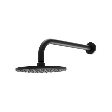 Elora Matt Black Round 200mm Shower Head and Arm