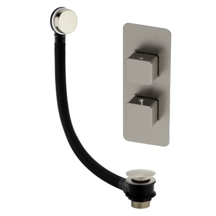 Liva Brushed Nickel Concealed Valve & Overflow Bath Filler
